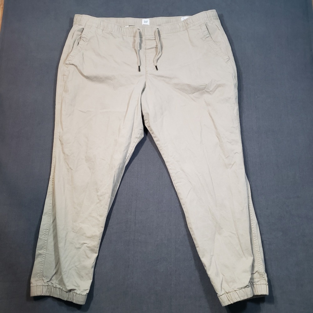 Gap Essential Jogger Mens XXL Khaki Tan Cotton Blend Elastic Waist Drawstring
